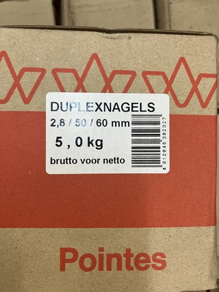 Ca. 60x Pakken duplexnagels a 5 kg 28/50/60